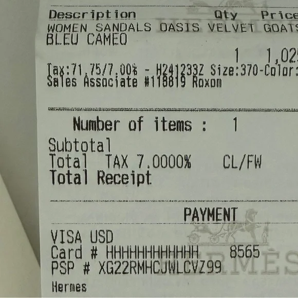 Hermes Bleu Cameo Oasis Sandals Velvet Goat size 37 - Picture 12 of 12